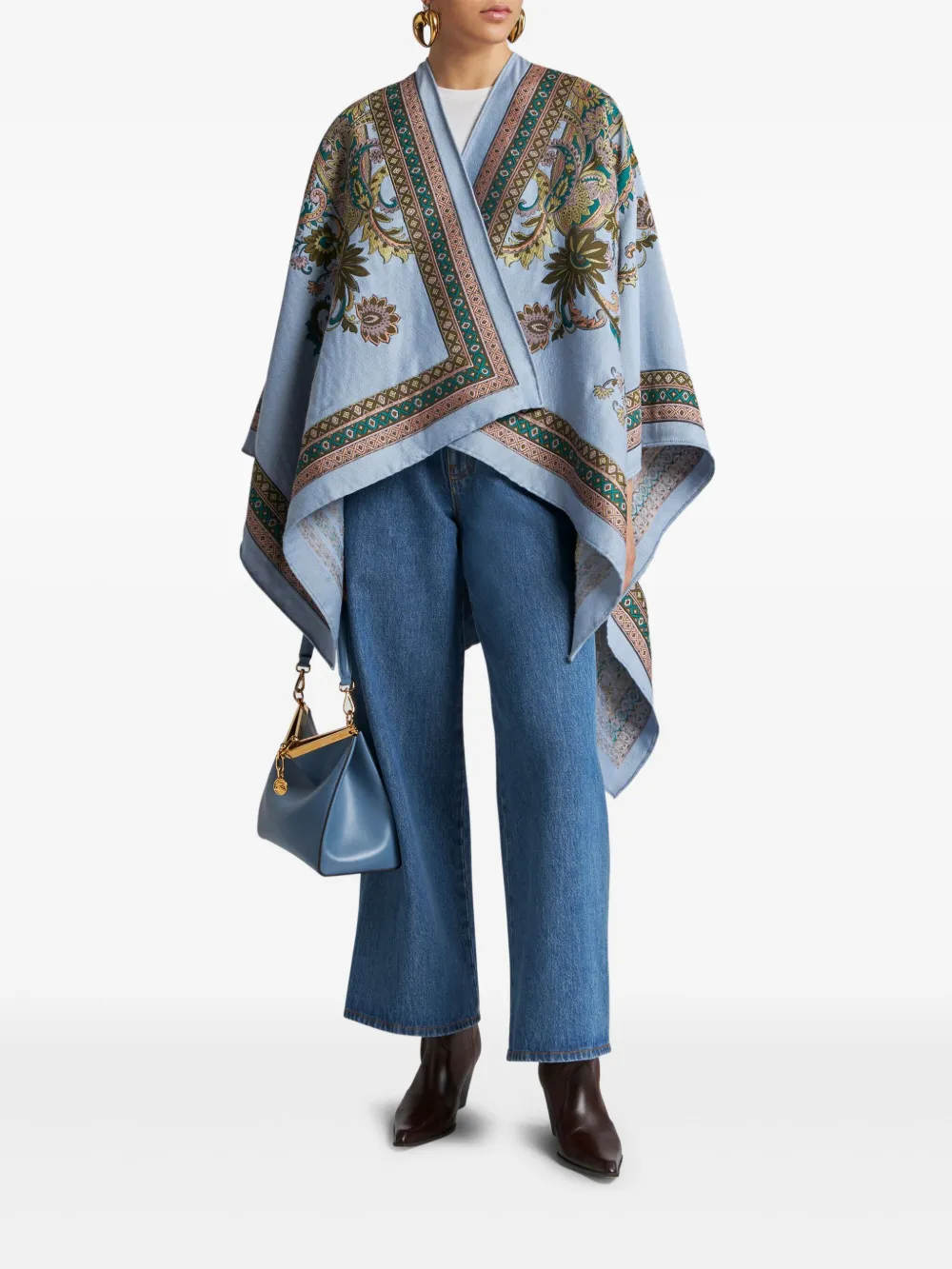 ETRO paisley-jacquard cape - Blauw
