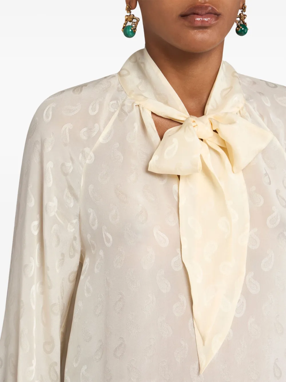 ETRO Zijden blouse met paisley-jacquard Beige
