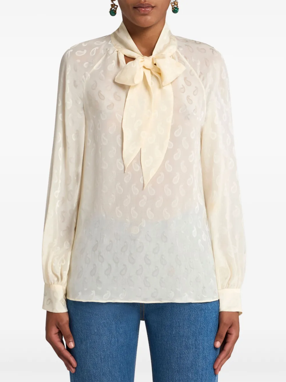 ETRO Zijden blouse met paisley-jacquard - Beige