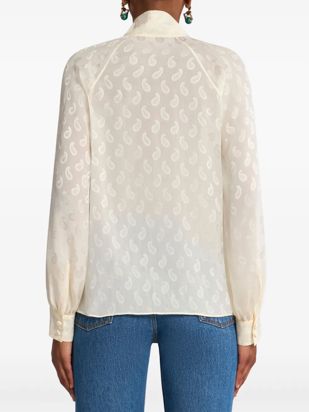ETRO Zijden blouse met paisley-jacquard Beige