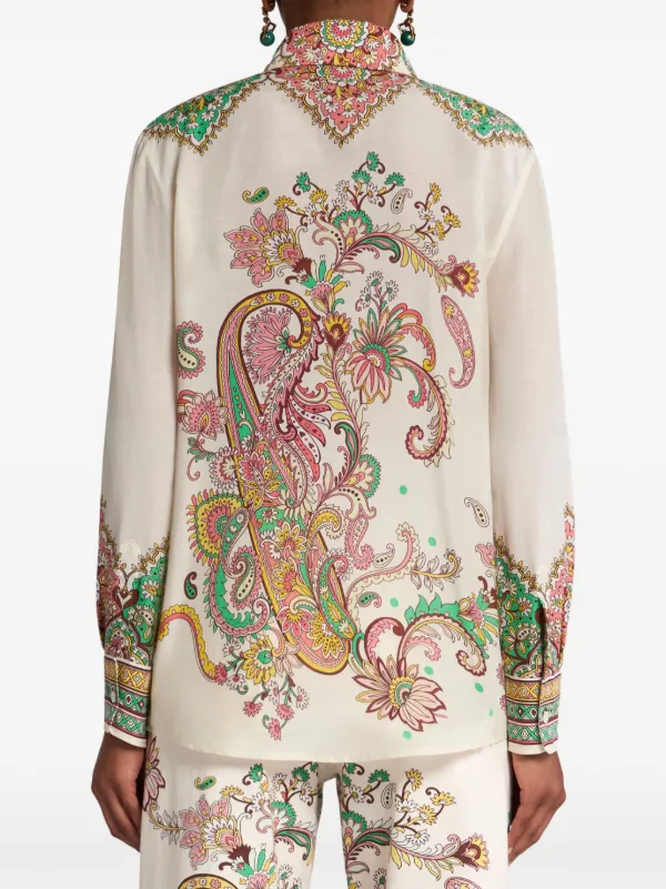 Tシャツ・カットソー ETRO Paisley print silk shirt Etro Paisley Print Shirt - Light Blue - Women