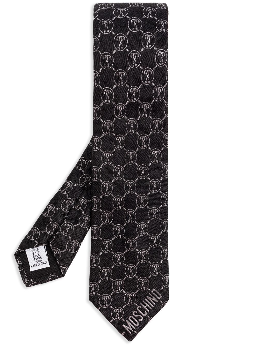 Moschino jacquarded tie - Black