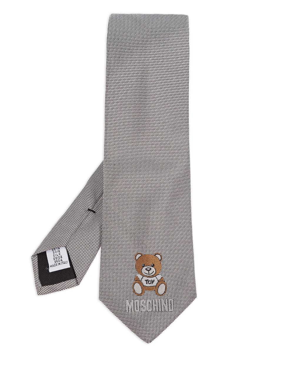 Moschino embroidered Bear tie - Grey