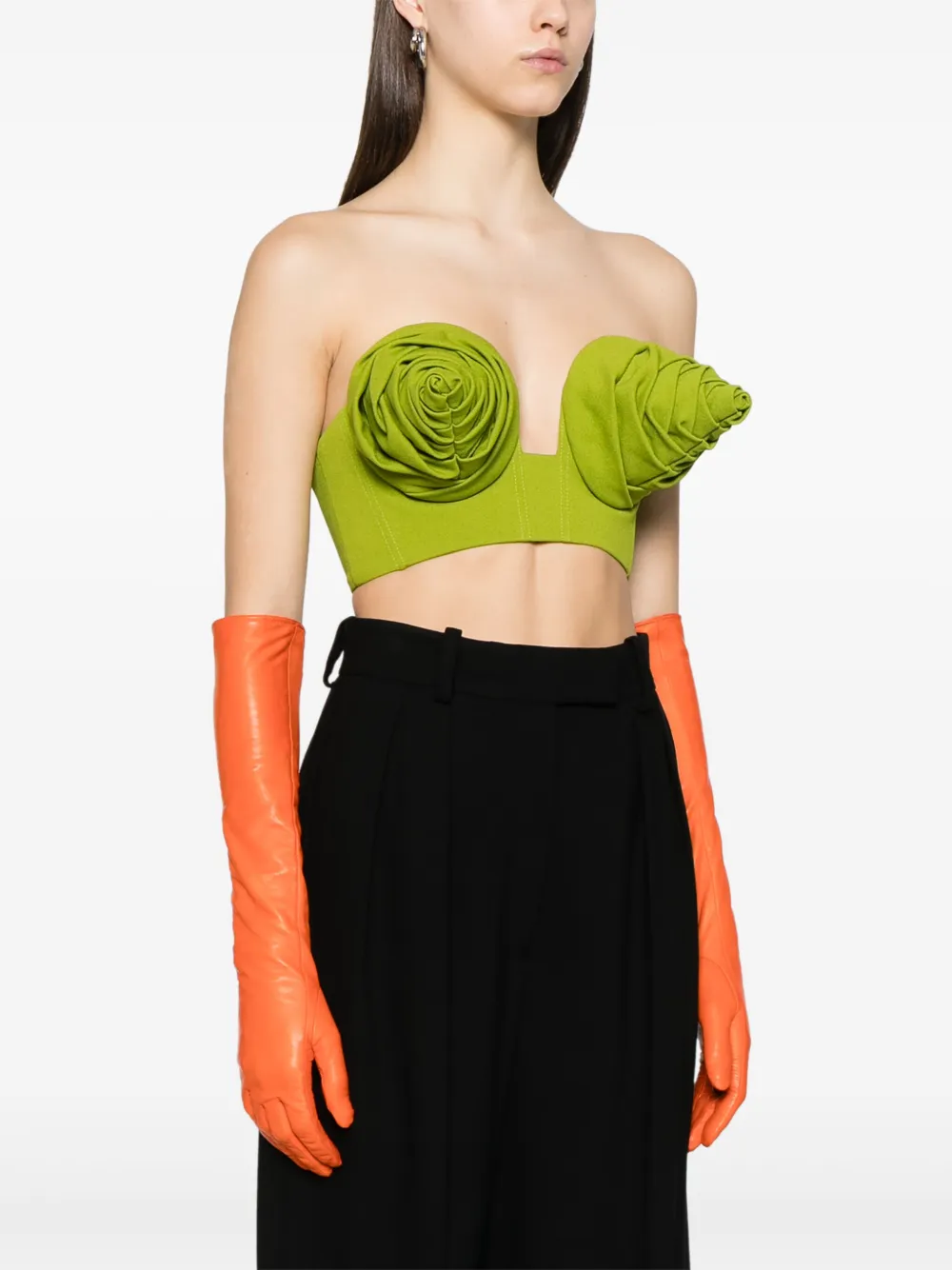 Shop Jean Paul Gaultier Conical-cup Crop Top In Green