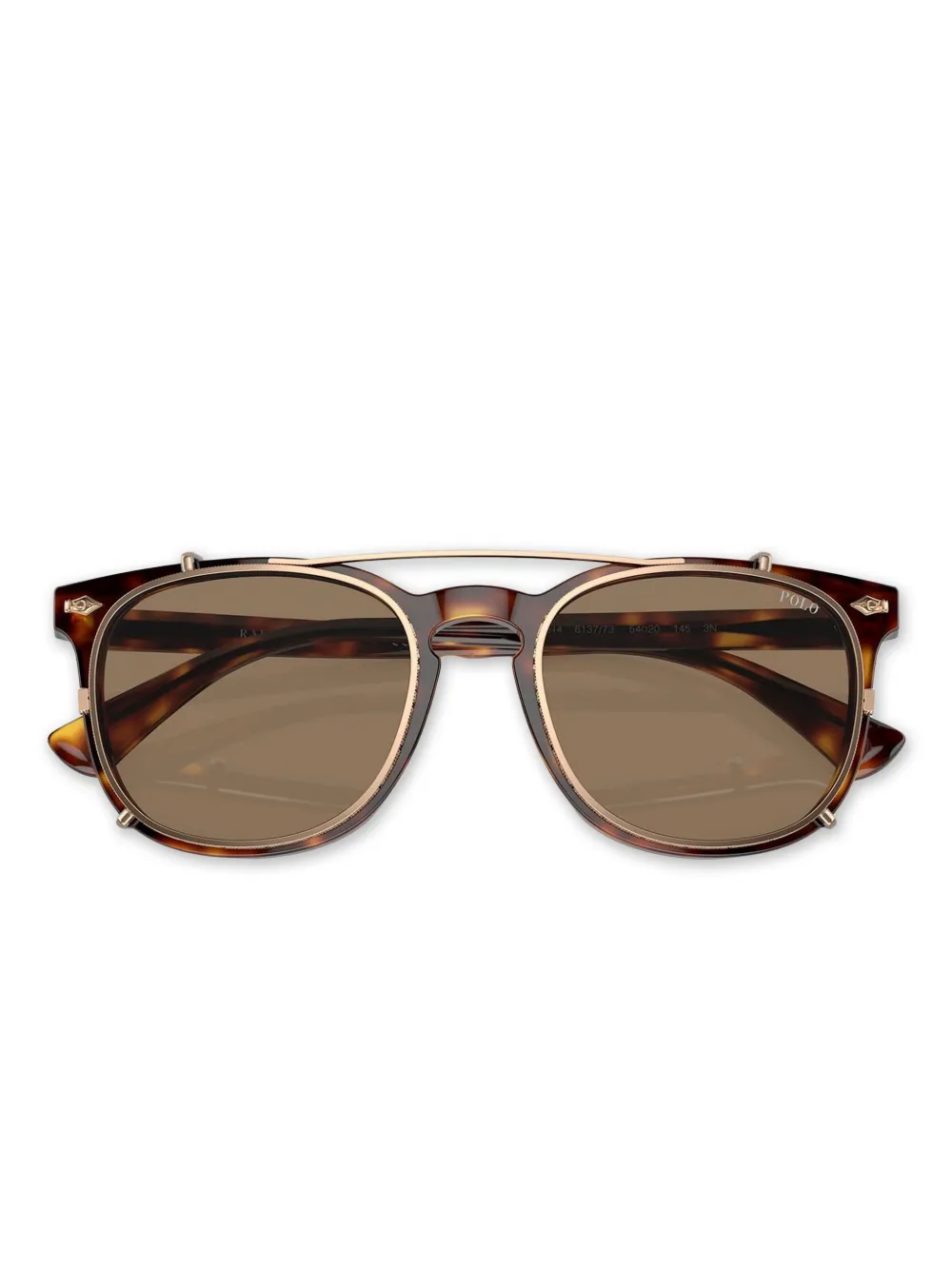 POLO RALPH LAUREN EYEWEAR Occhiali da sole tondi con effetto tartarugato - Marrone
