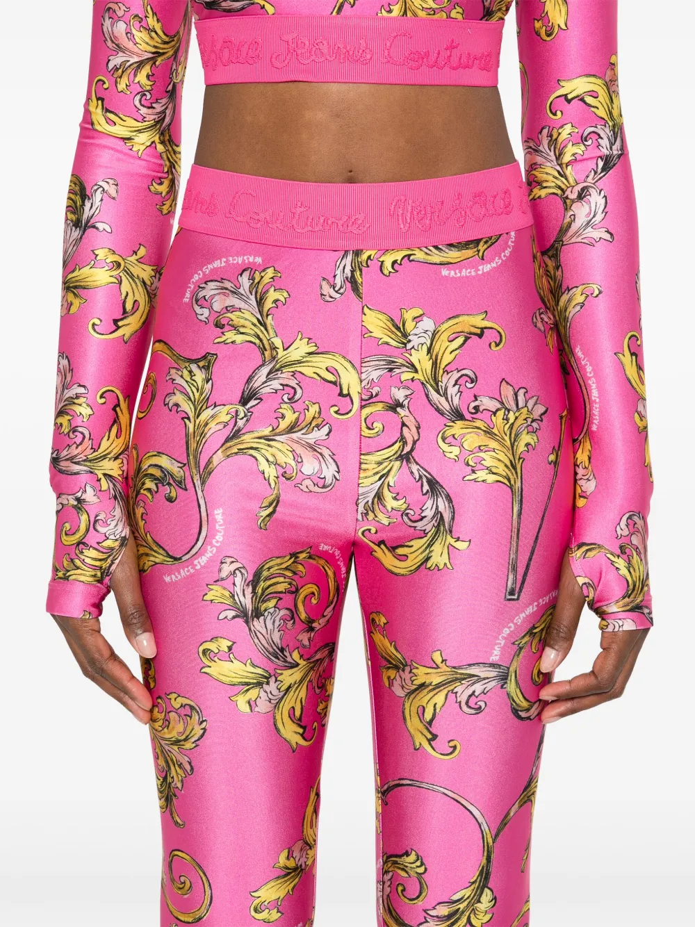 Versace Jeans Couture Legging met Barocco-print Roze