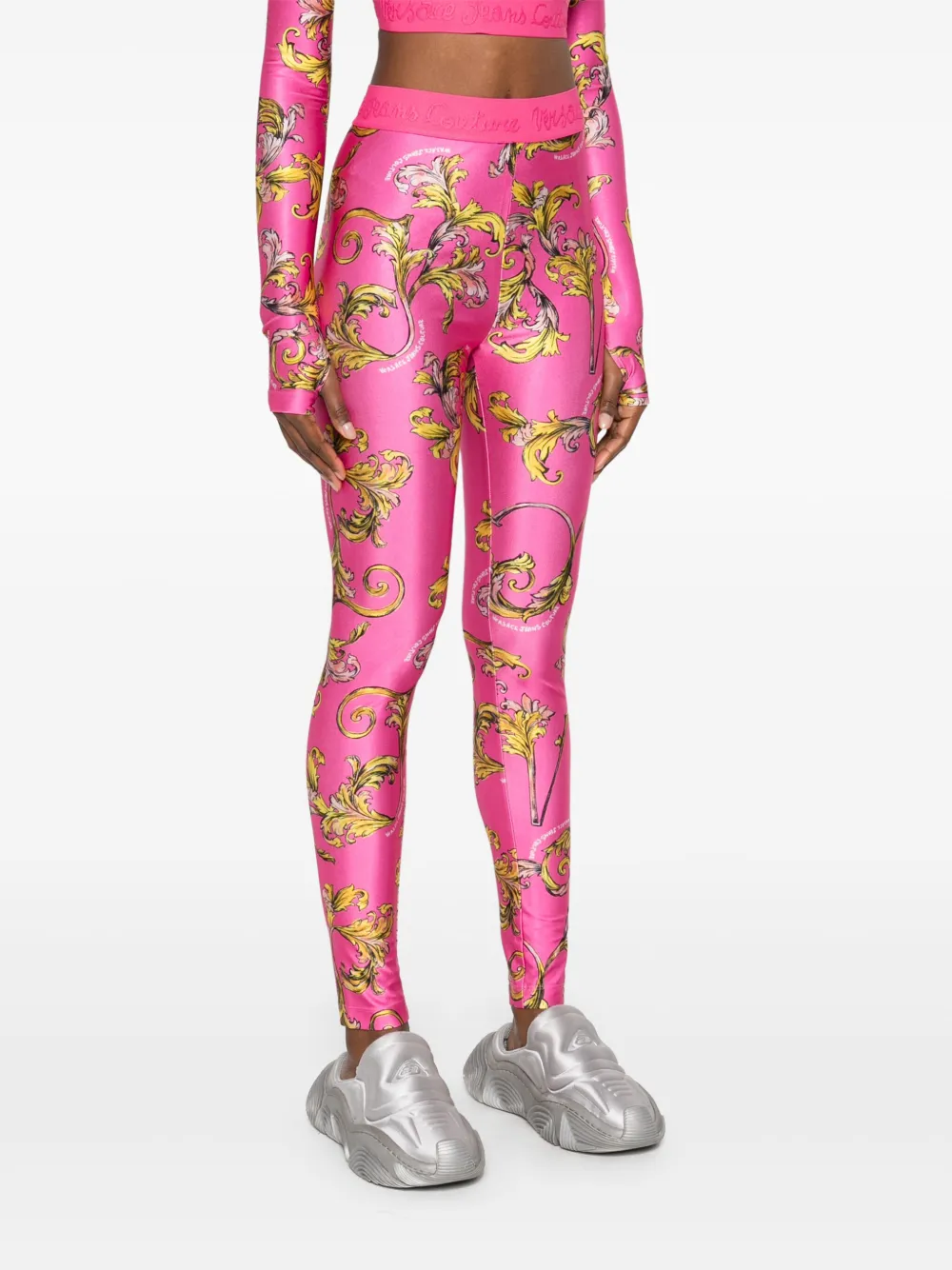 Versace Jeans Couture Legging met Barocco-print Roze