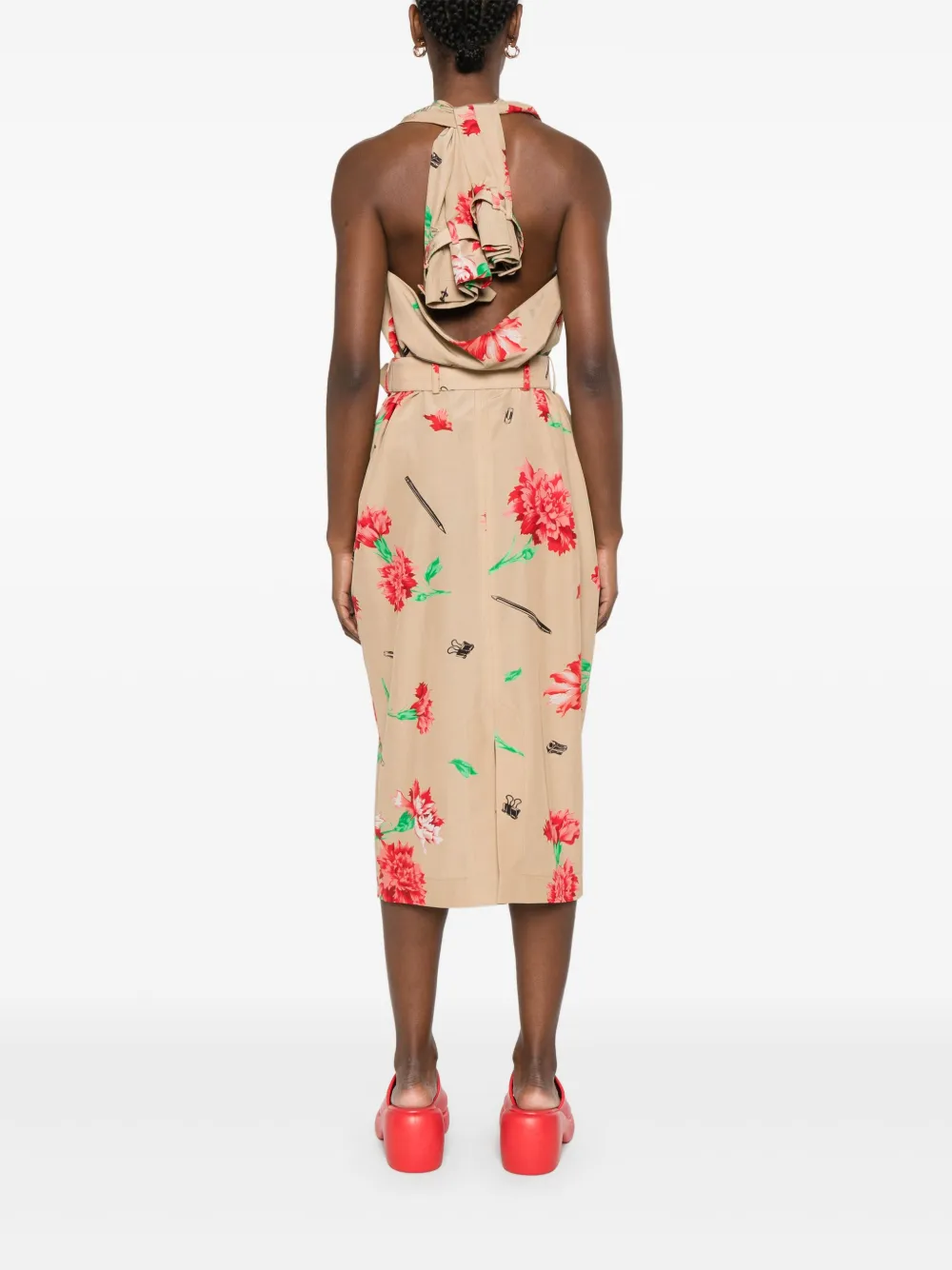Moschino Midi-jurk met ceintuur Beige
