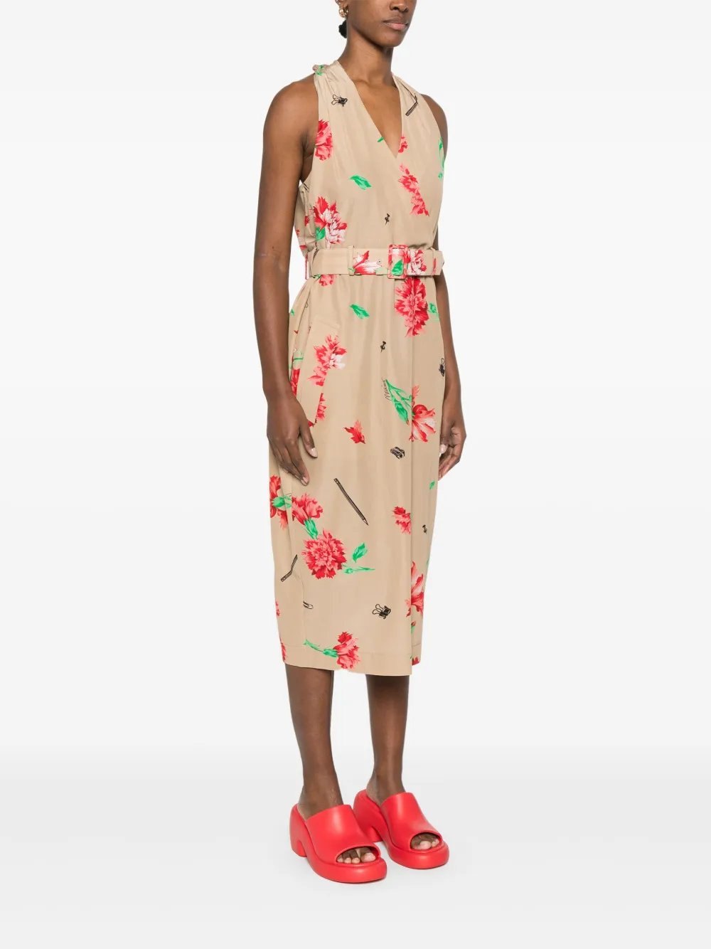 Moschino Midi-jurk met ceintuur Beige