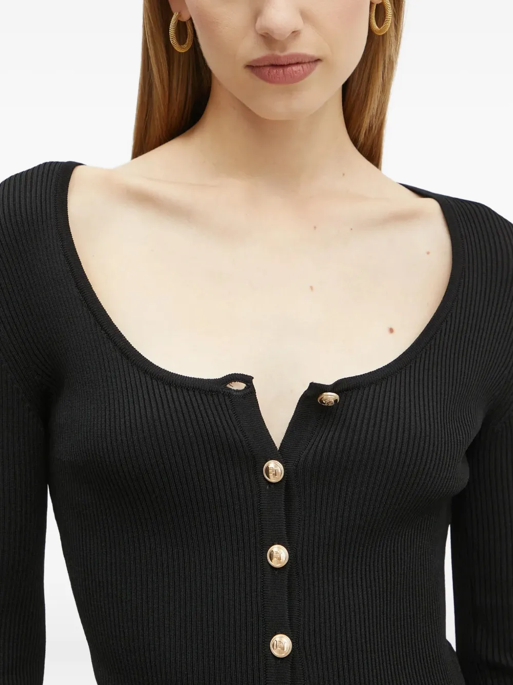Elisabetta Franchi Scoop-neck Cardigan In Black