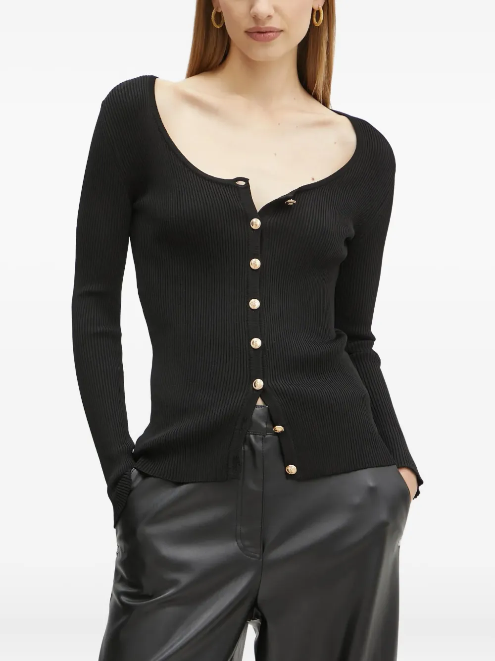 Elisabetta Franchi Scoop-neck Cardigan In Black