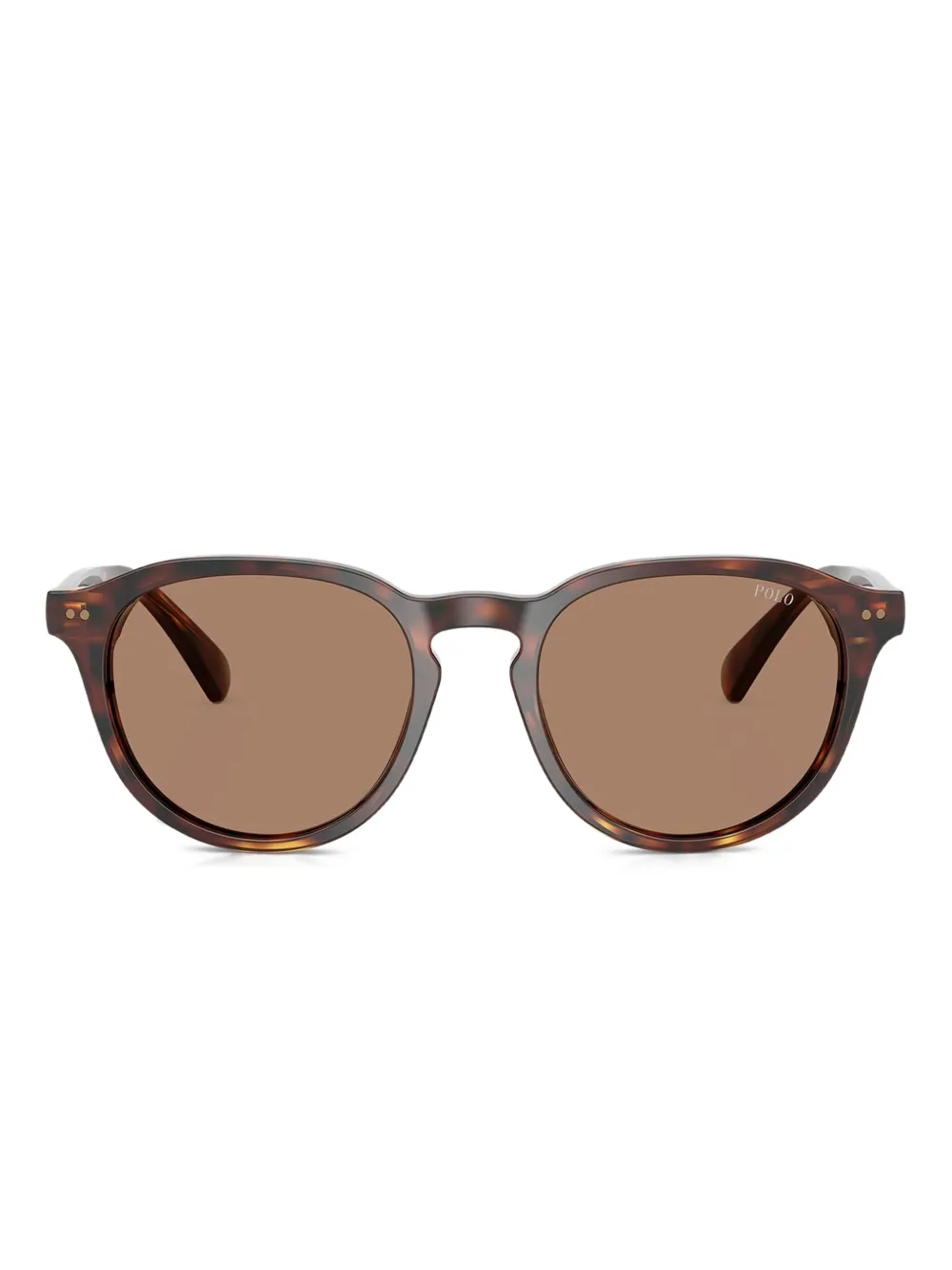 POLO RALPH LAUREN EYEWEAR Occhiali da sole tondi con effetto tartarugato - Marrone