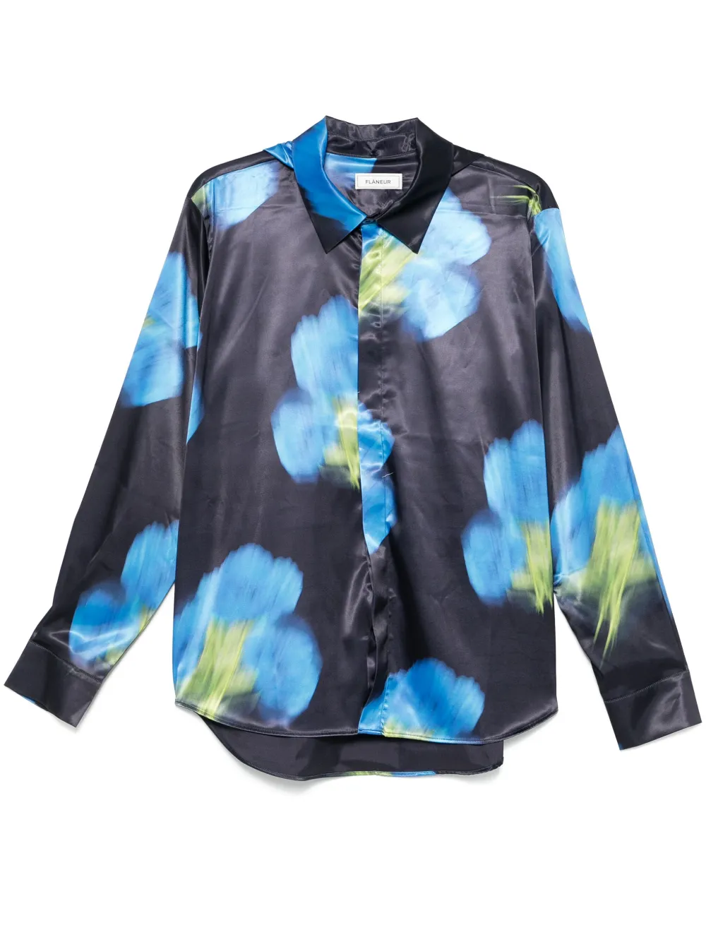 blurred flower hooded shirt