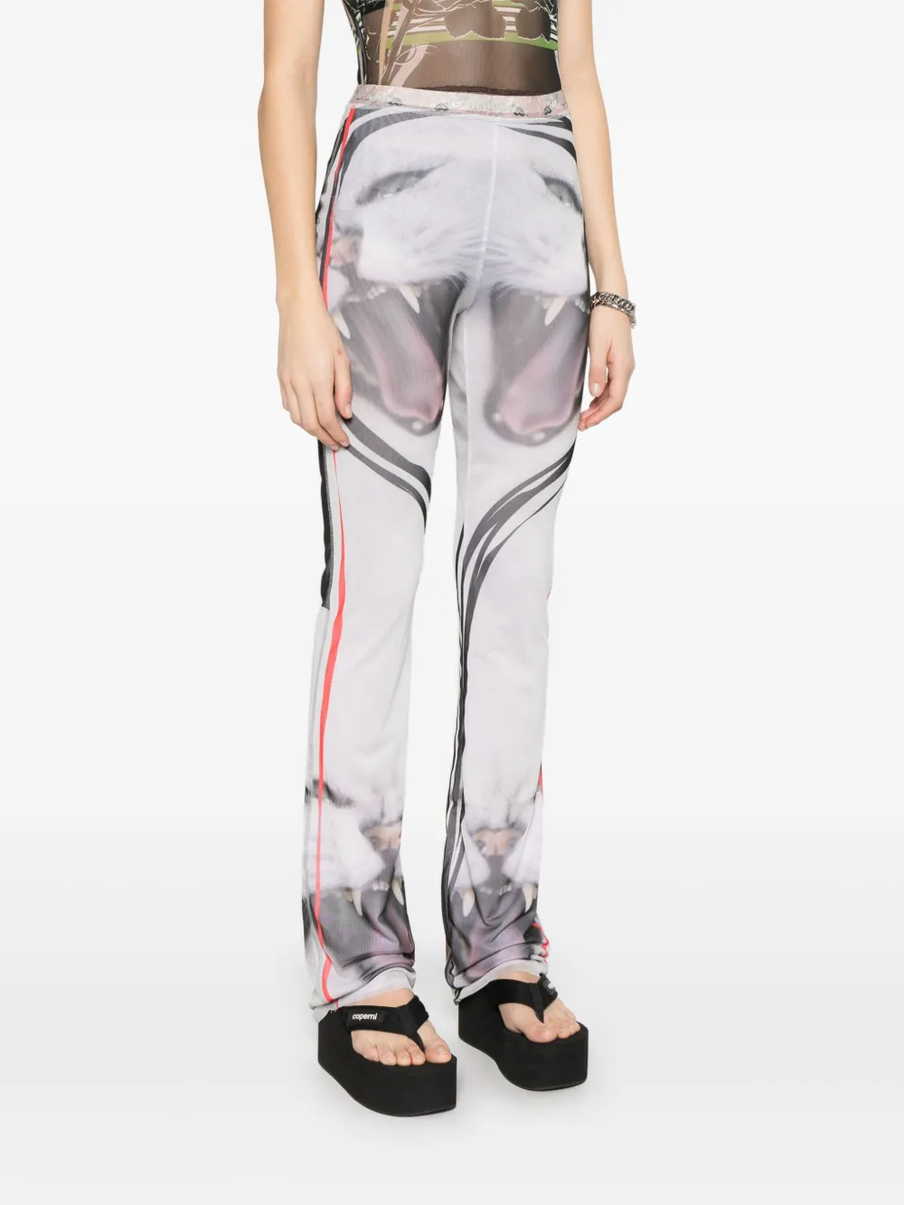 Ottolinger Mesh broek met kattenprint Grijs