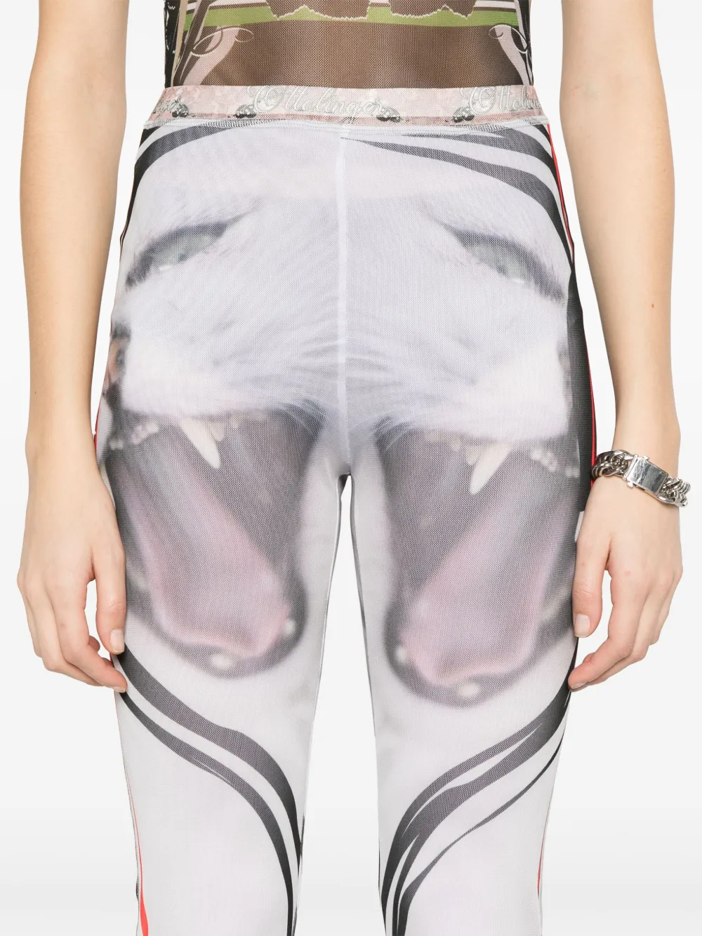 Ottolinger Mesh broek met kattenprint Grijs