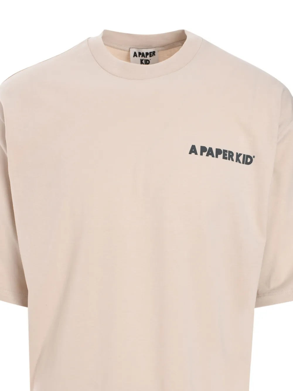 A Paper Kid Katoenen T-shirt met logo Beige