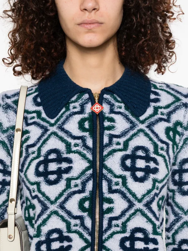 カーディガン Casablanca Casablanca Monogram Zip Up Sweater Casablanca Monogram zip-up Cardigan | Blue | FARFETCH
