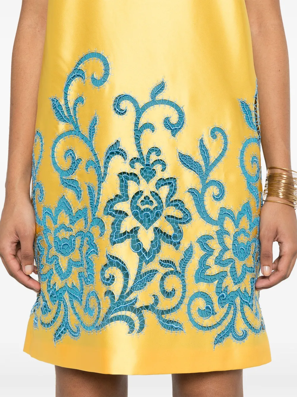 ETRO Jurk met geborduurd paisley Geel