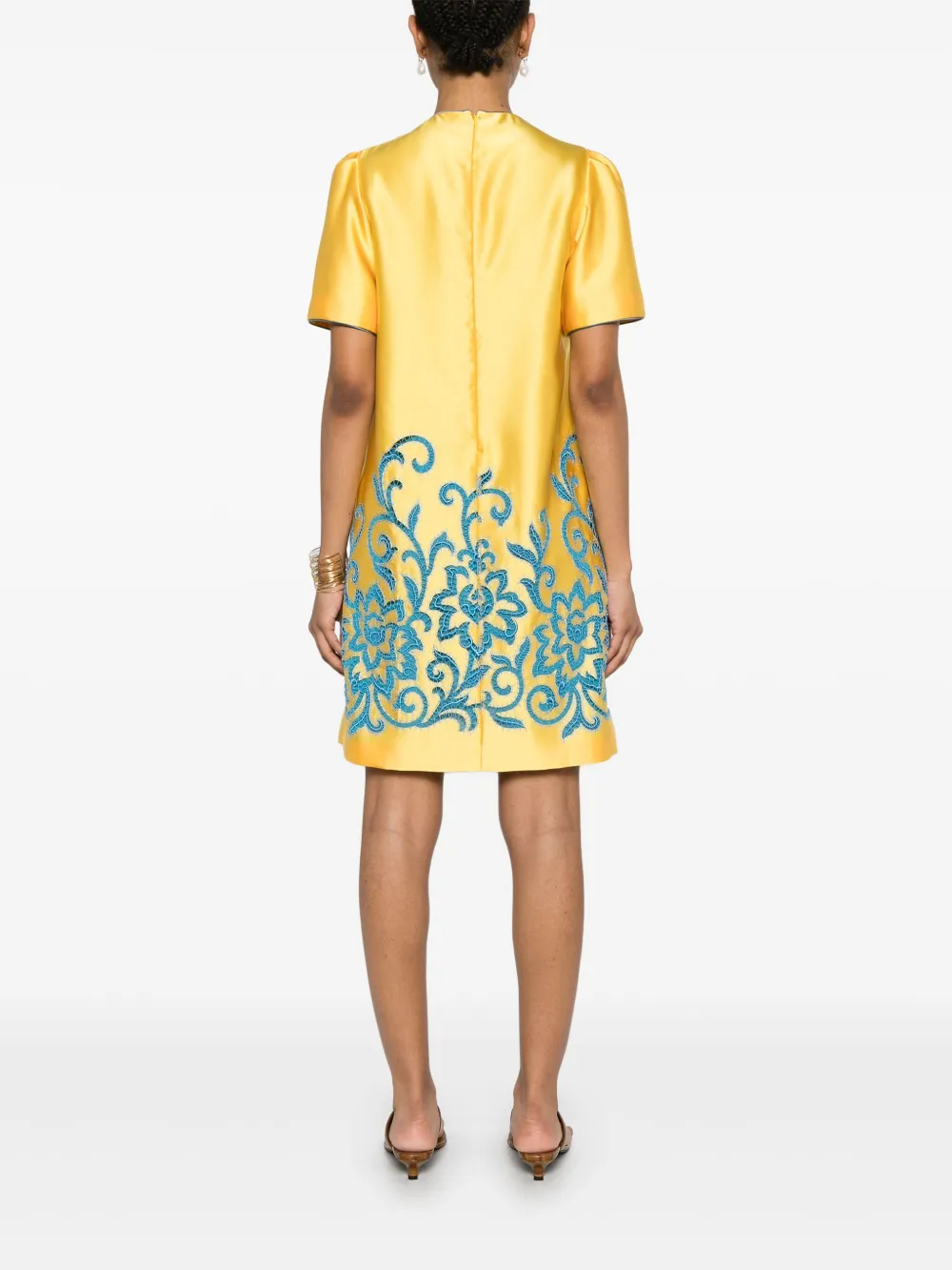 ETRO Jurk met geborduurd paisley Geel