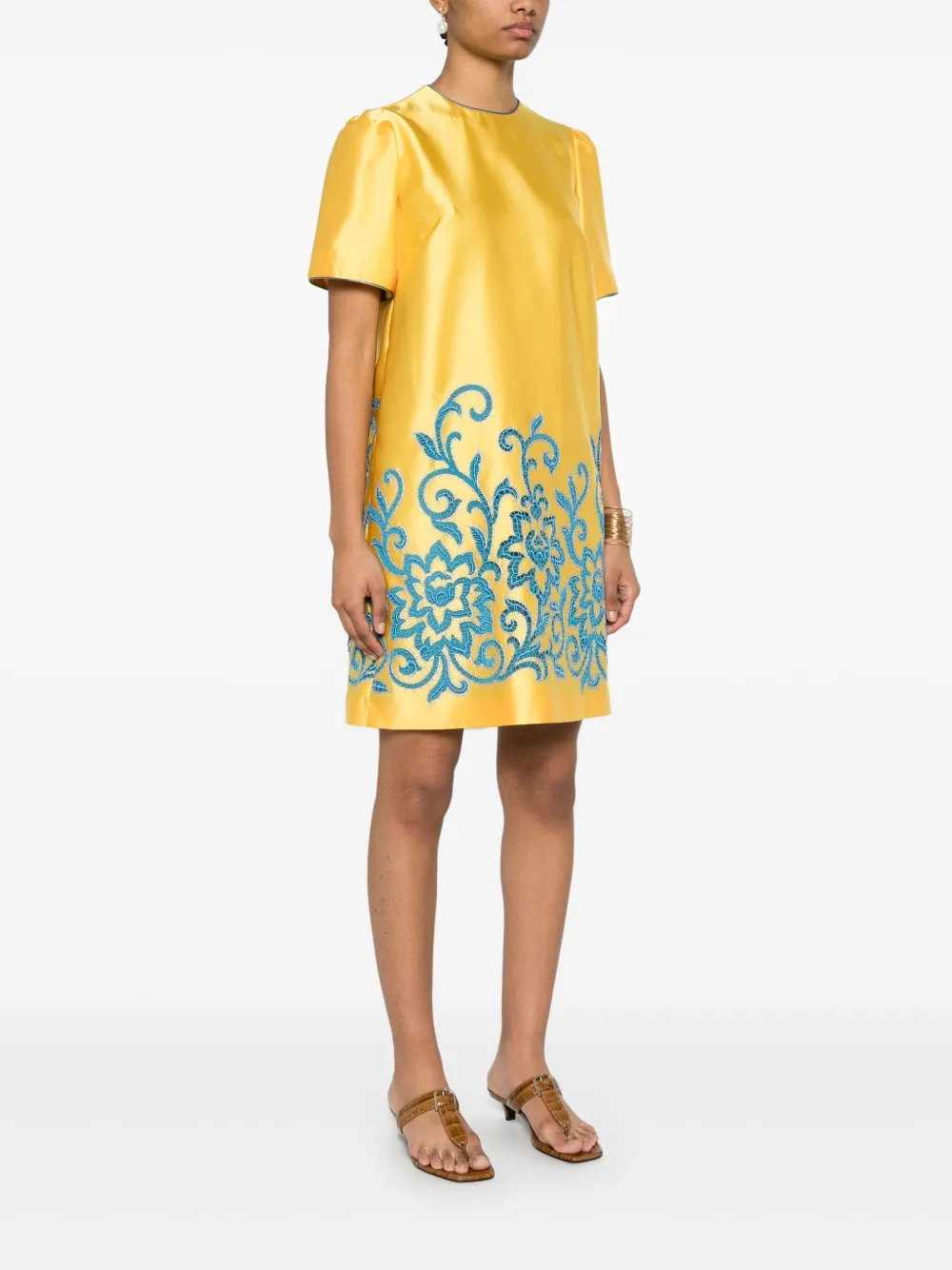 ETRO Jurk met geborduurd paisley Geel