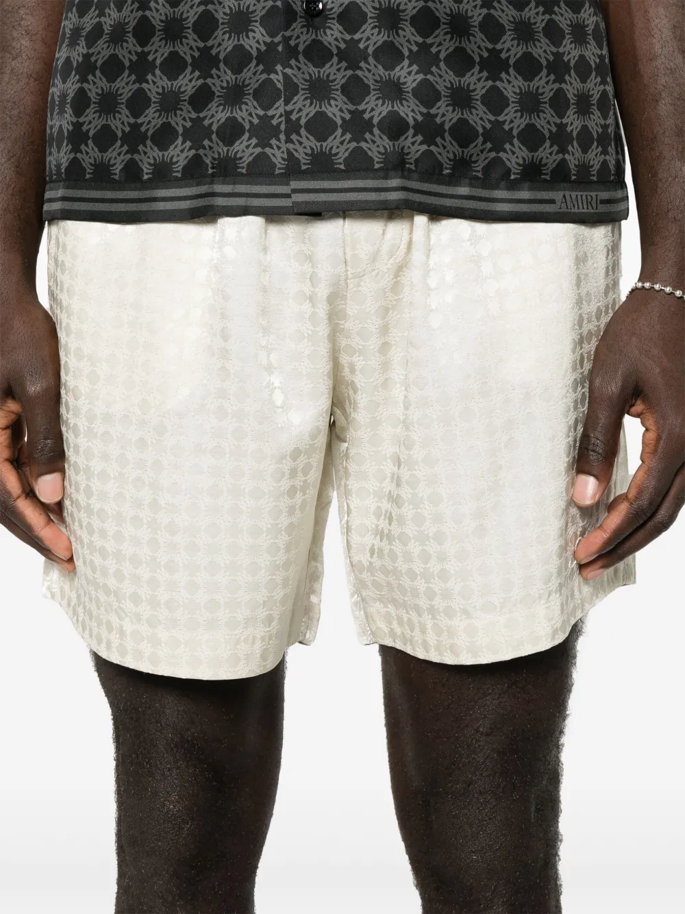 AMIRI Ma Quad shorts met jacquard Beige