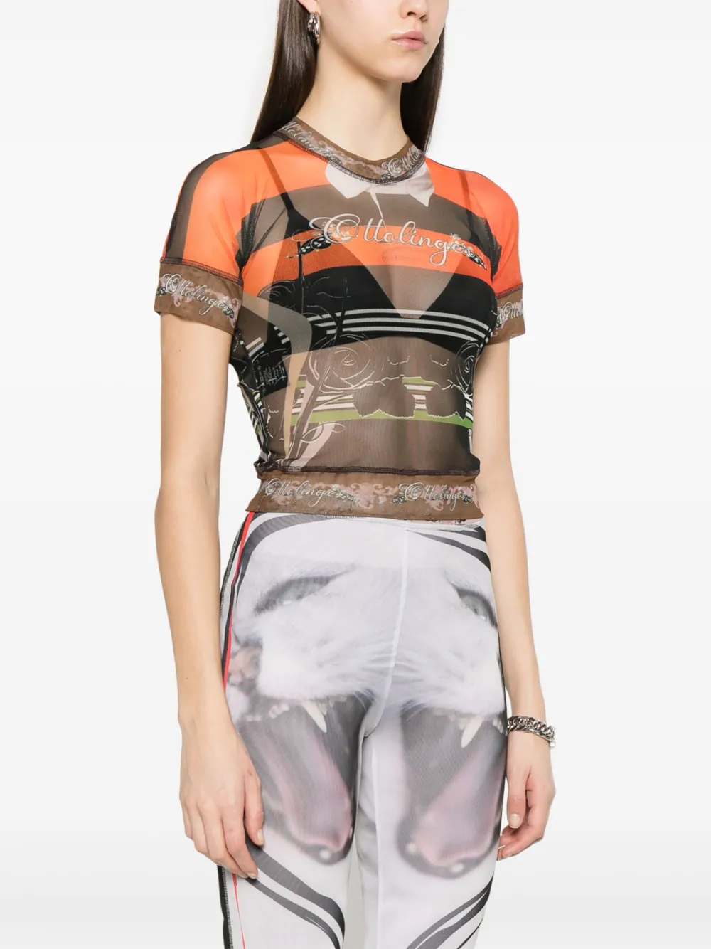 Ottolinger Women S Mesh T-shirt Polo Print