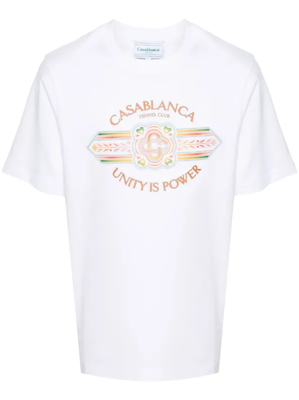 【関税込み】Casablanca ホワイト Unity Is Power Tシャツ Casablanca Unity Is Power 