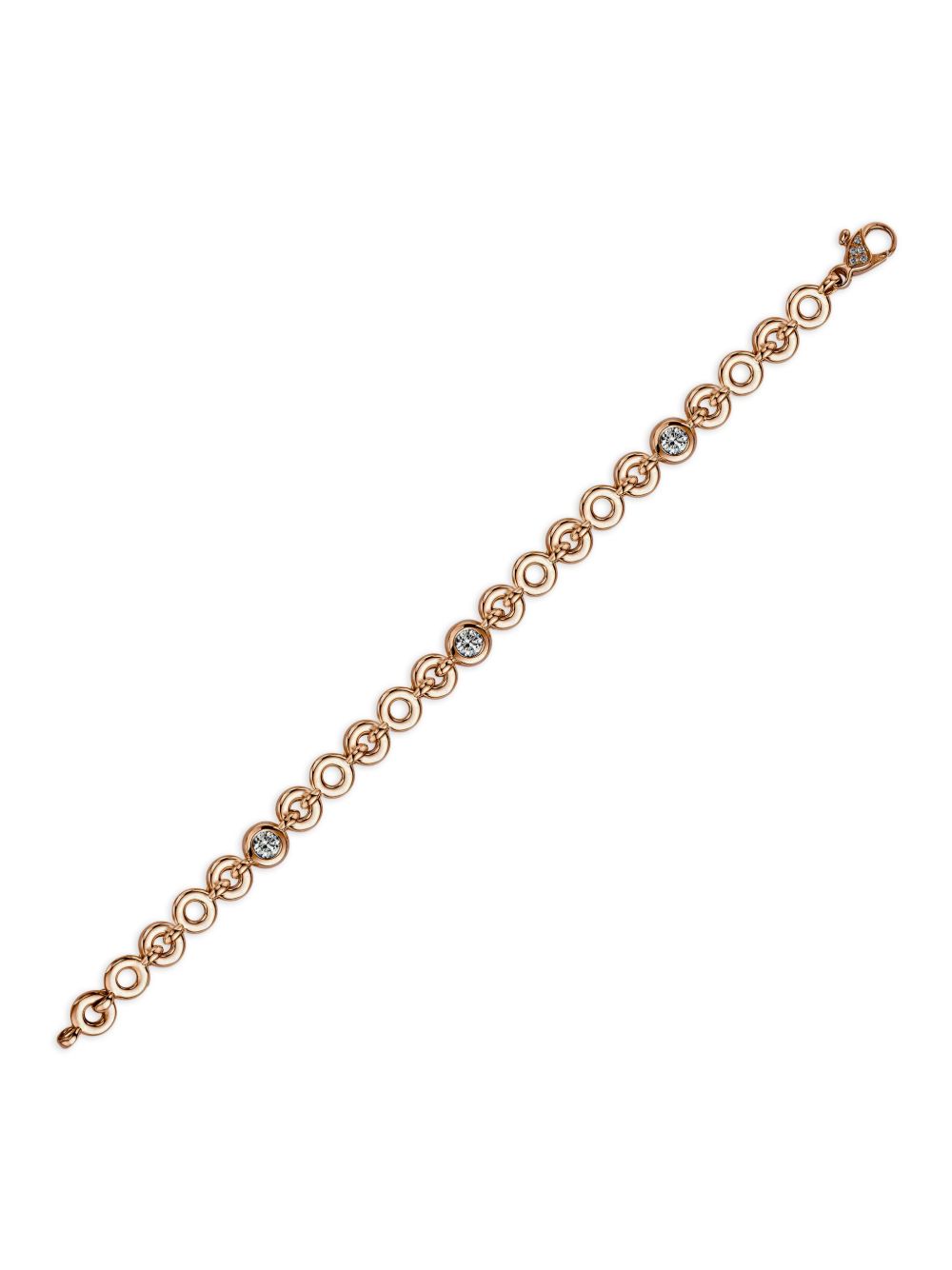 Pragnell 18kt roségouden RockChain armband met diamant - Roze