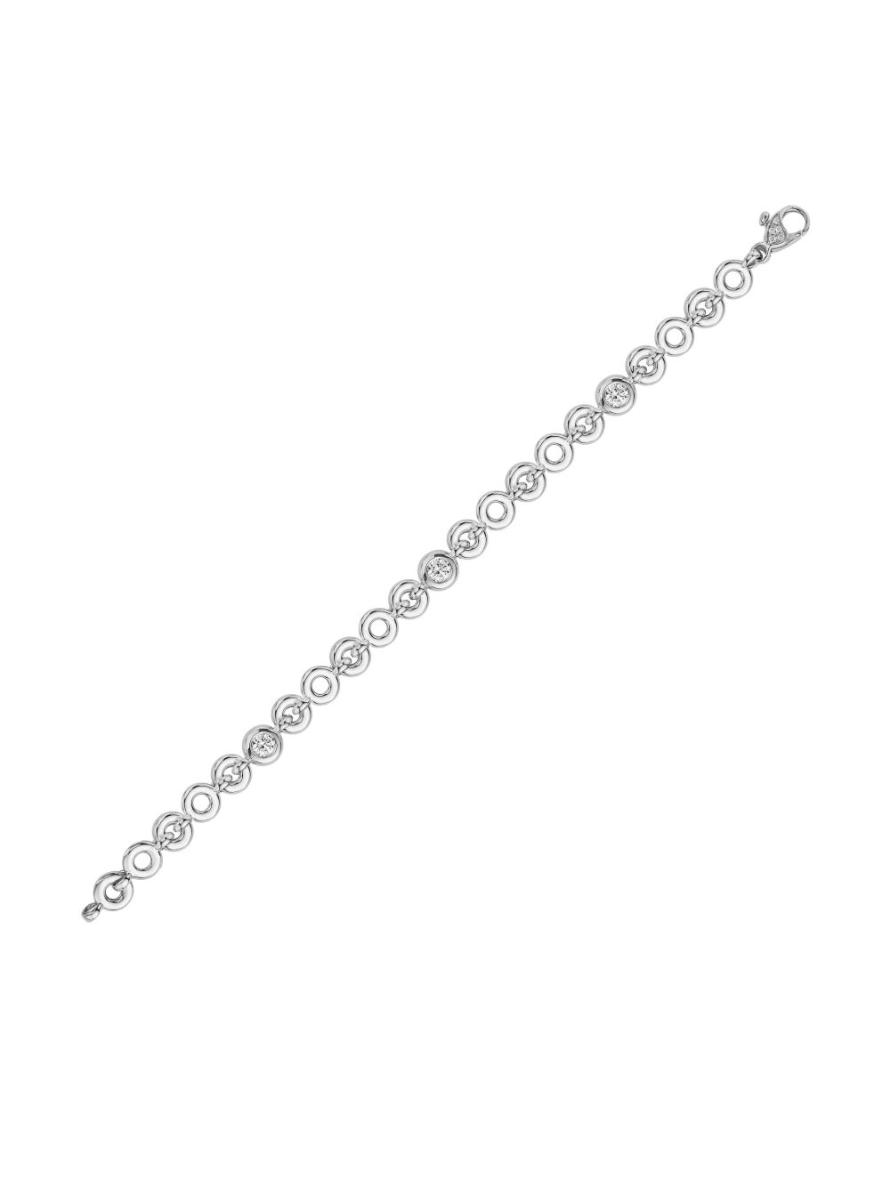 Pragnell 18kt witgouden RockChain armband met diamant - Zilver