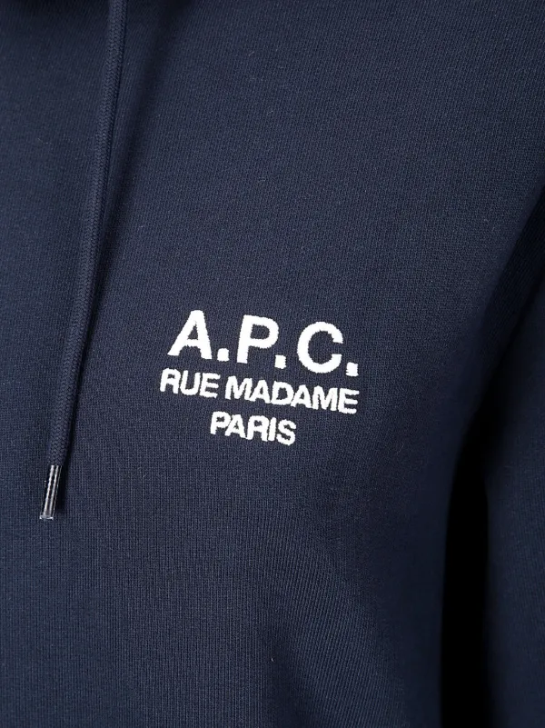 A.P.C. logo-embroidered Hoodie | Blue | FARFETCH