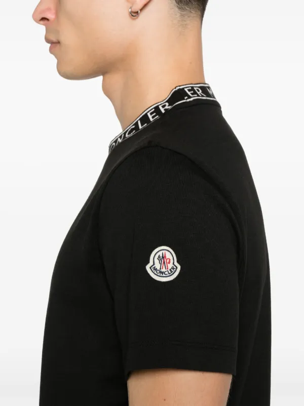 Moncler logo-trim Cotton T-shirt | Black | FARFETCH