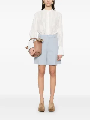 【関税&送料込】Chloe Shorts Chloé bow-detailed high-rise Shorts | Blue | FARFETCH