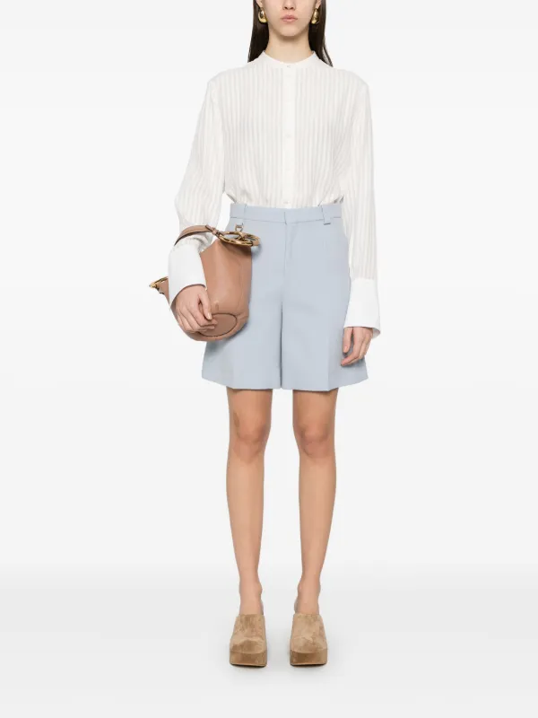 Chloé Virgin Wool Shorts | Blue | FARFETCH