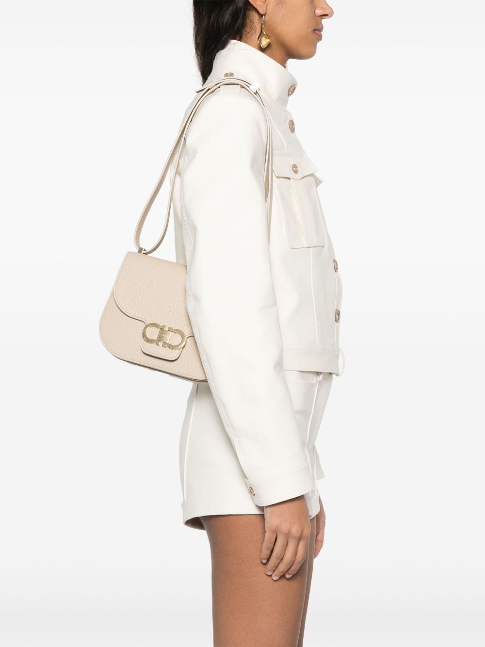 Ferragamo Double Gancini crossbodytas - Beige