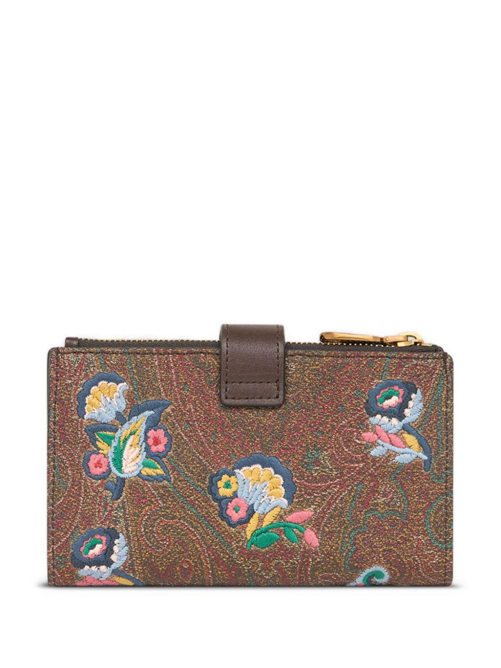 ETRO floral-embroidery wallet - Bruin