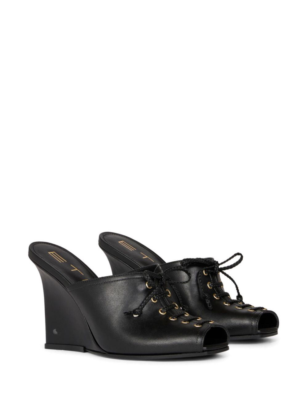 ETRO lace-up leather mules Black