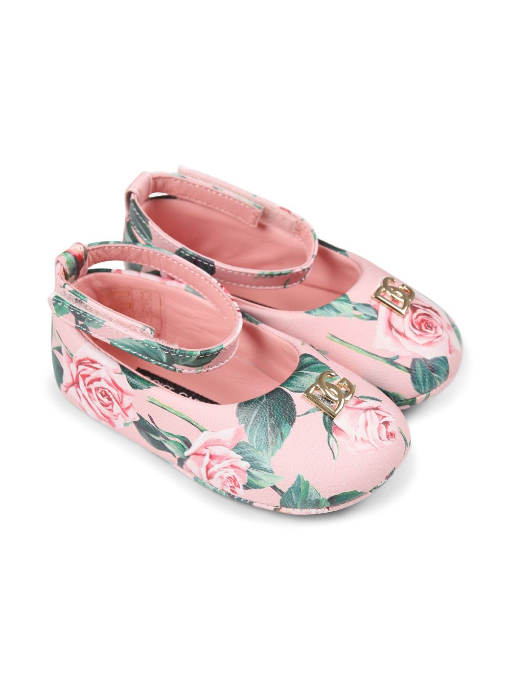 Dolce & Gabbana Kids rose-print ballerinas Pink