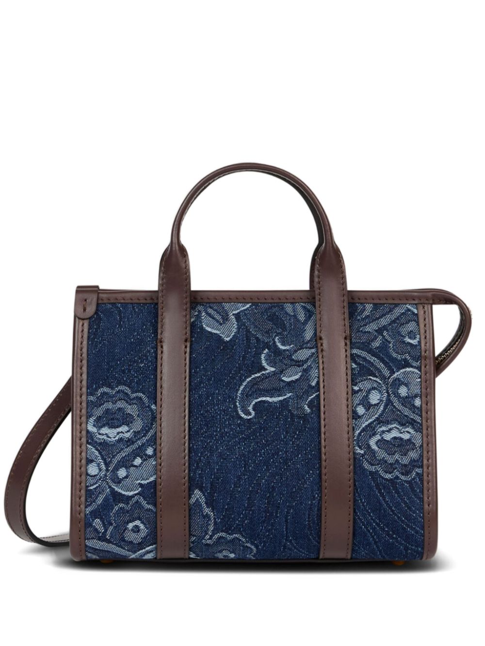 ETRO mini floral-jacquard denim tote bag Blauw