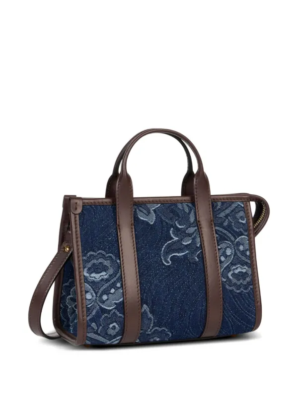 ETRO フローラルジャカード デニムハンドバッグ ミニ | ブルー