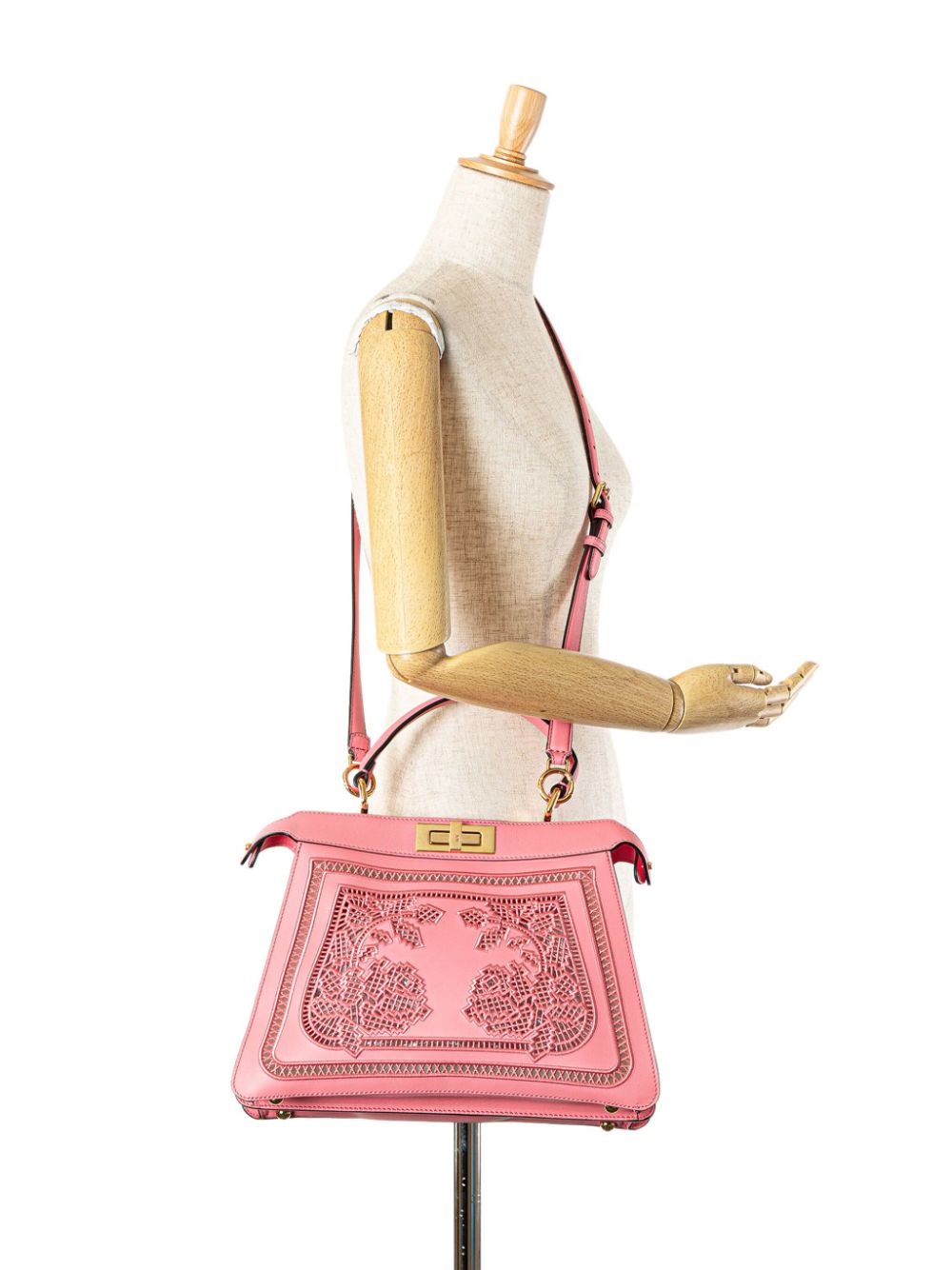 Fendi Pre-Owned 2010-2024 Medium Embroidered Calfskin Peekaboo ISeeU satchel - Roze