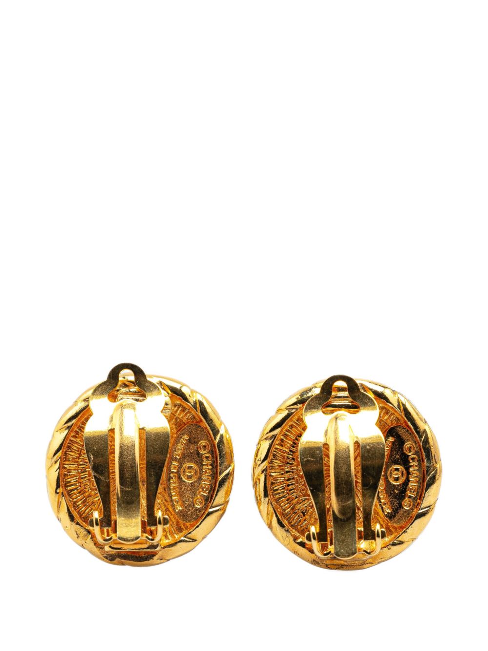 CHANEL Pre-Owned 1970-1980 Gold Plated CC Clip On costume earrings