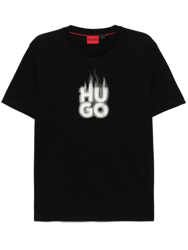 HUGO Logo Print T-shirt Black FARFETCH PH