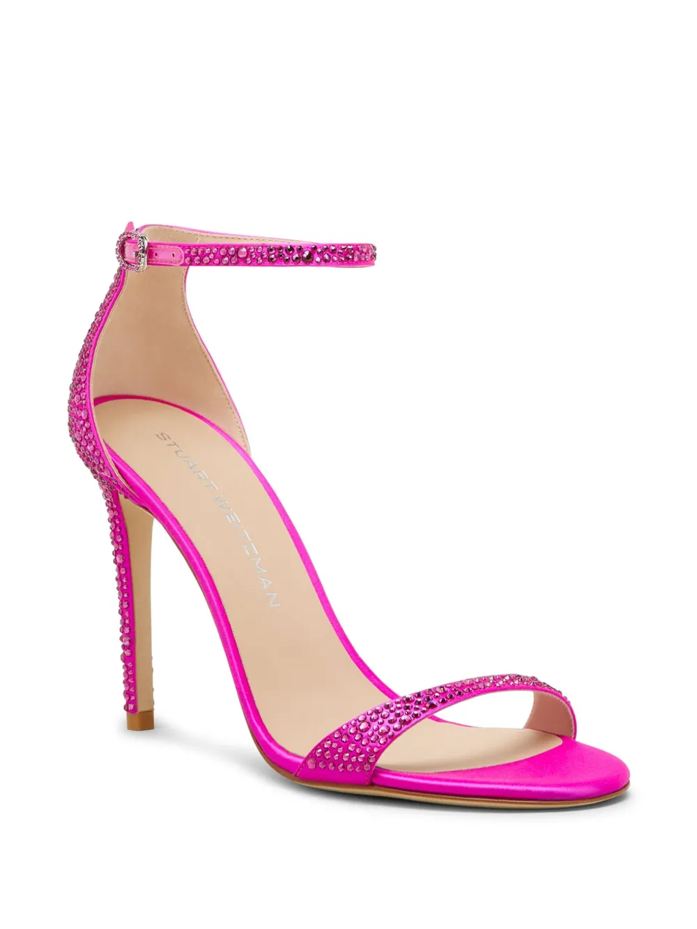 Stuart Weitzman 100mm Nudist Shine Sandals Pink