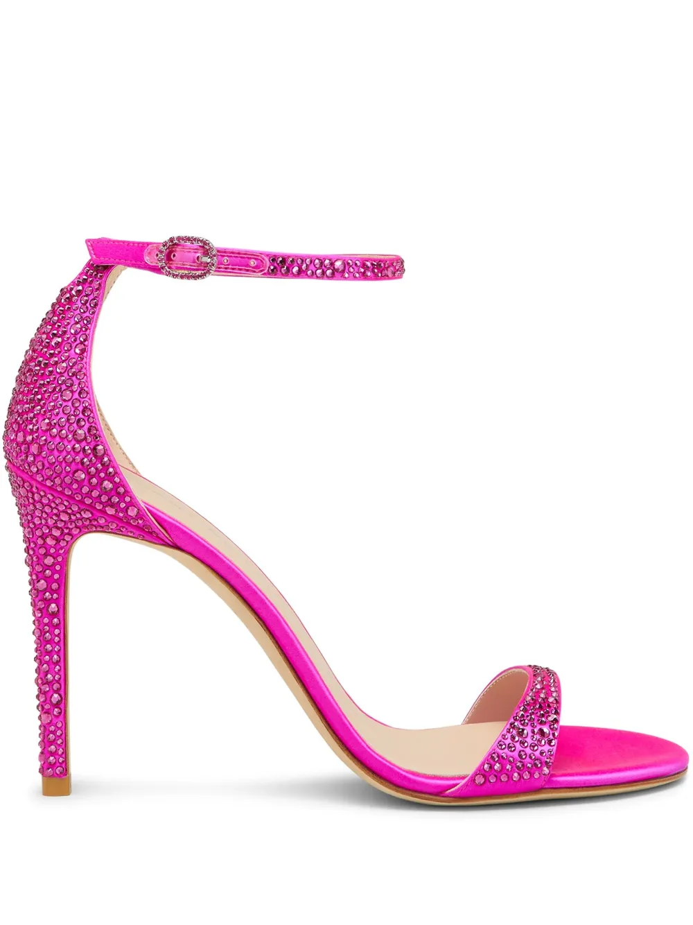 Stuart Weitzman 100mm Nudist Shine Sandals Pink