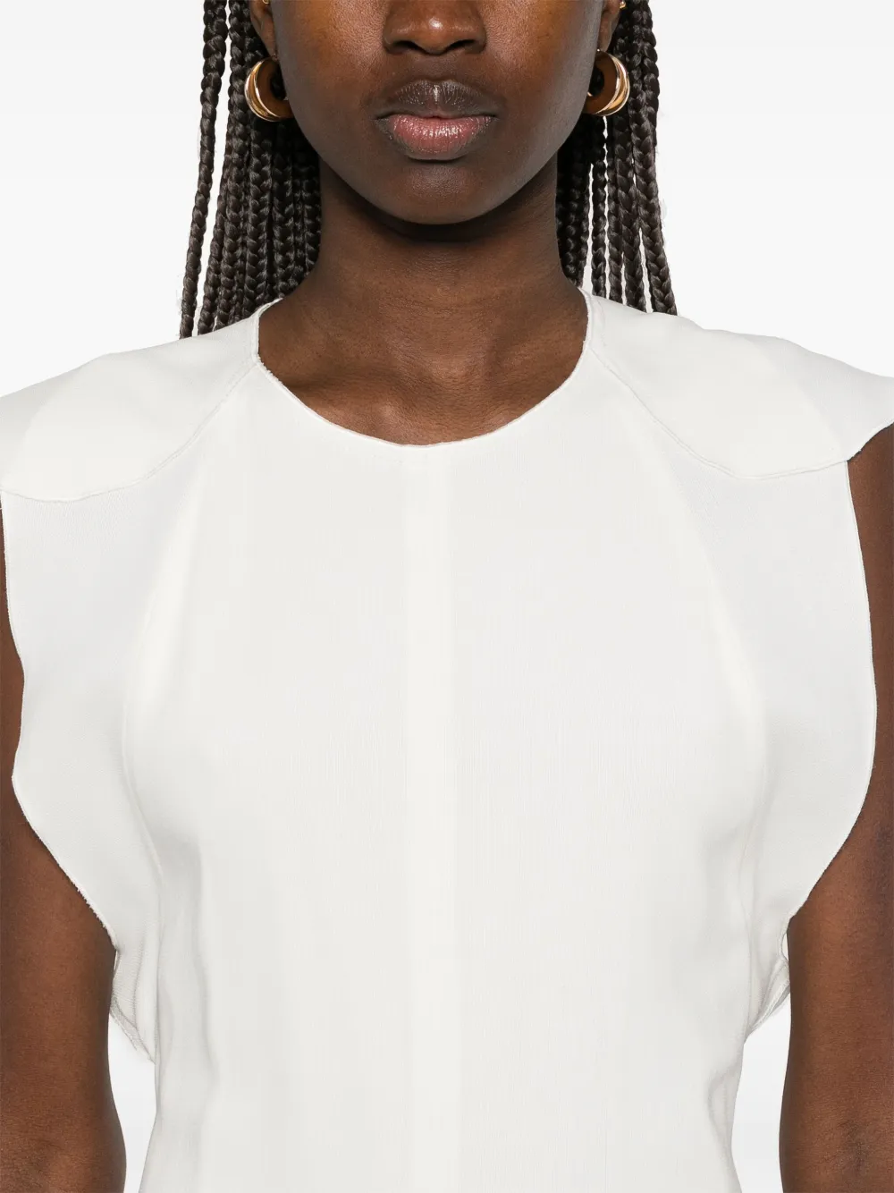Shop Victoria Beckham Crepe Maxi Dress In Neutrals