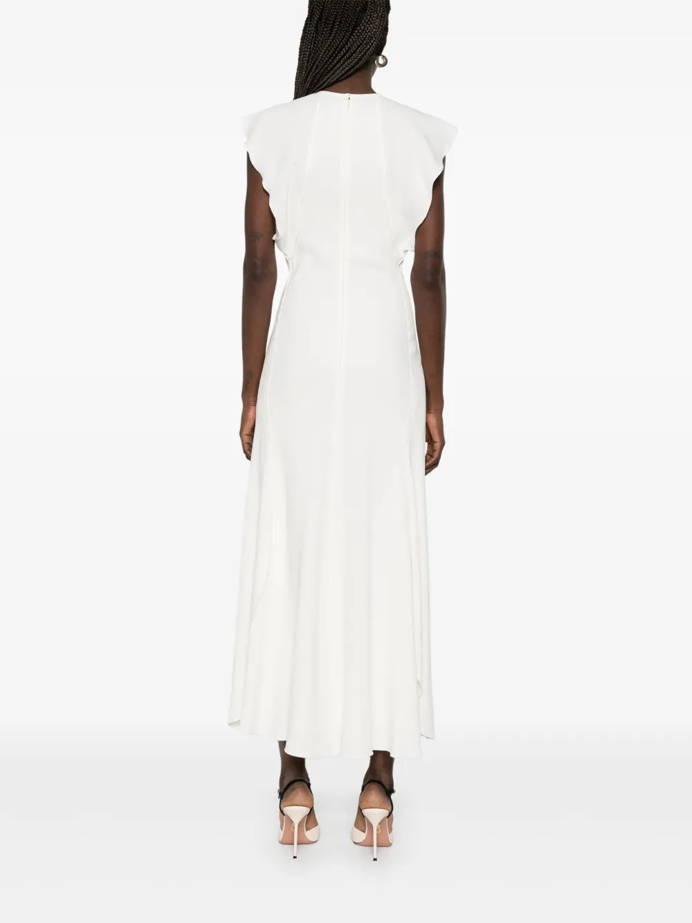 Shop Victoria Beckham Crepe Maxi Dress In Neutrals