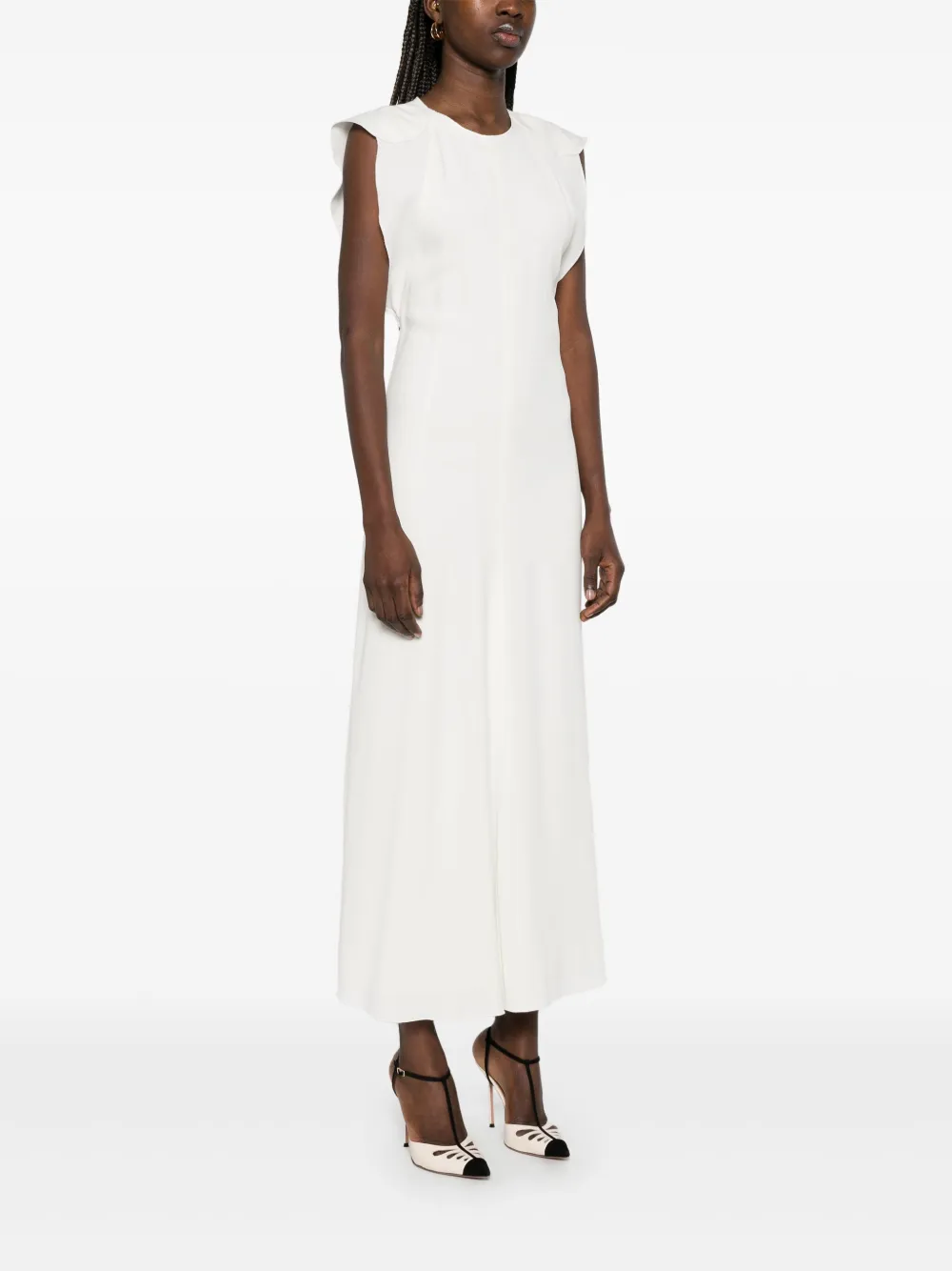 Shop Victoria Beckham Crepe Maxi Dress In Neutrals