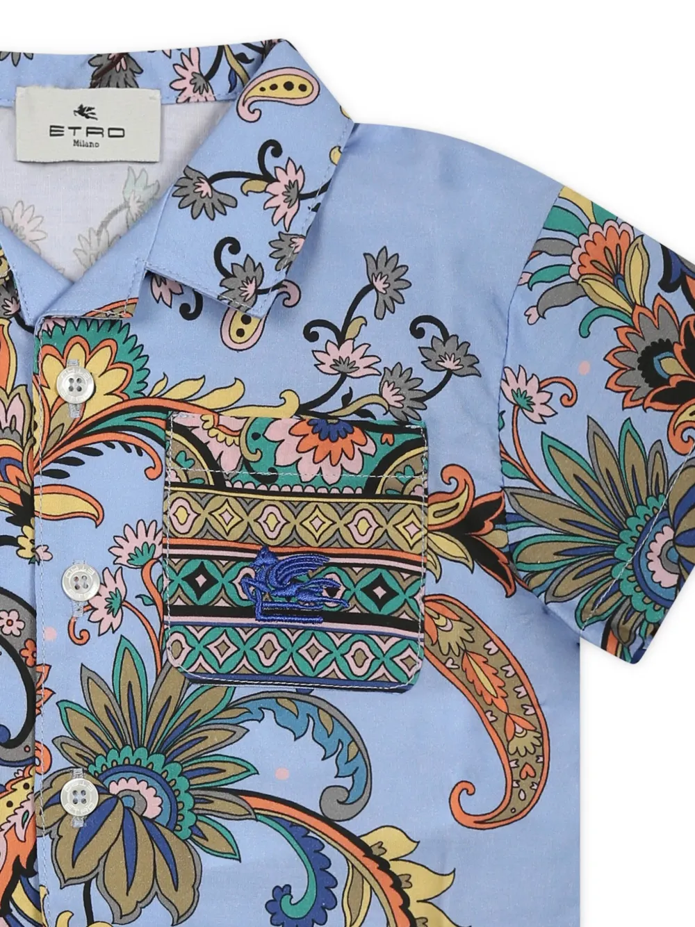 ETRO KIDS Shirt met paisley-print Blauw