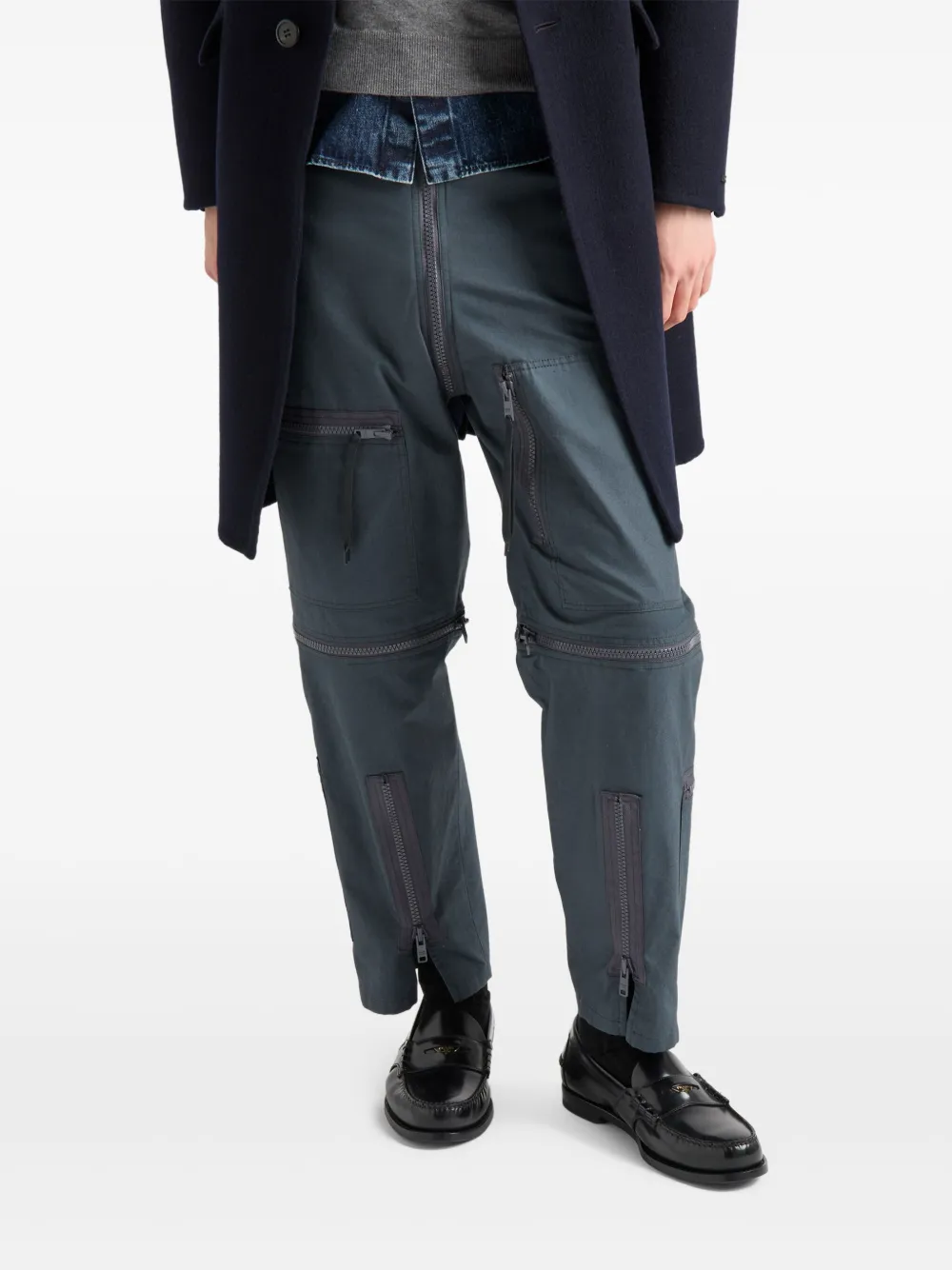 Prada Broek met decoratieve rits Grijs