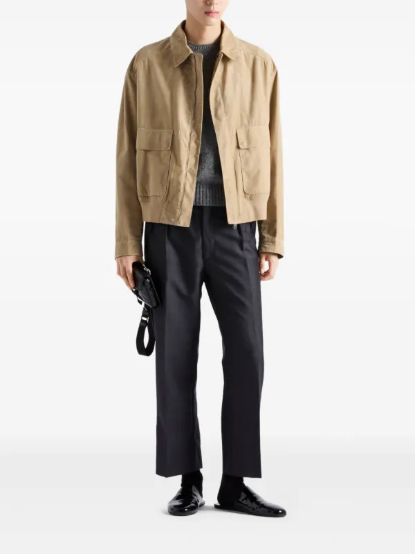 レザージャケット・コート Prada Suede Bomber Jacket Prada Suede Bomber Jacket | Neutrals | FARFETCH